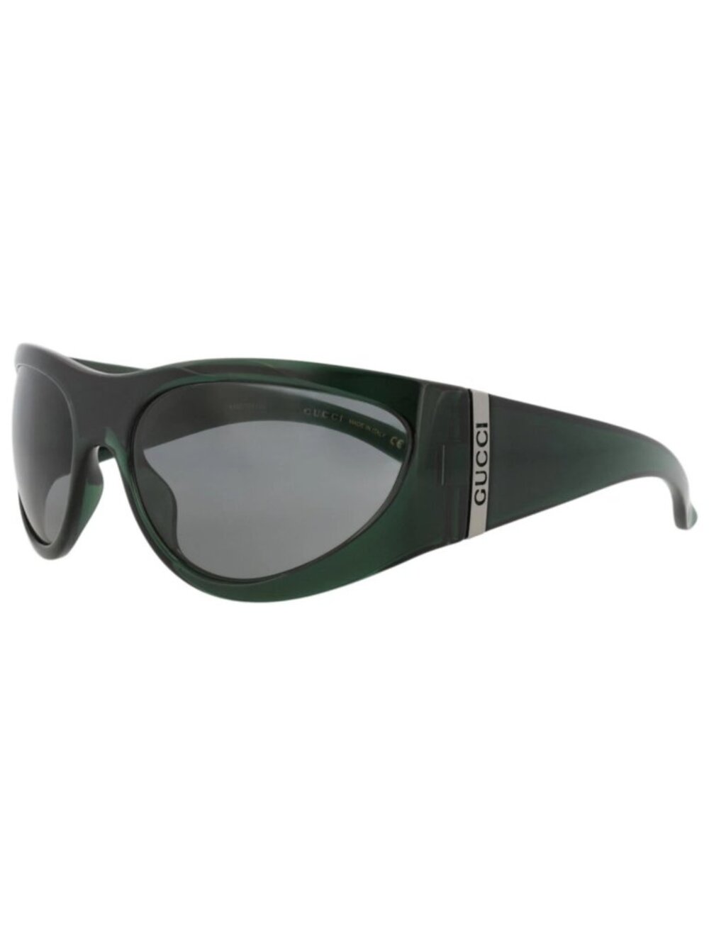 New Gucci Women's Sunglasses Shield Wrap Injection Frame Mens Green Green Grey